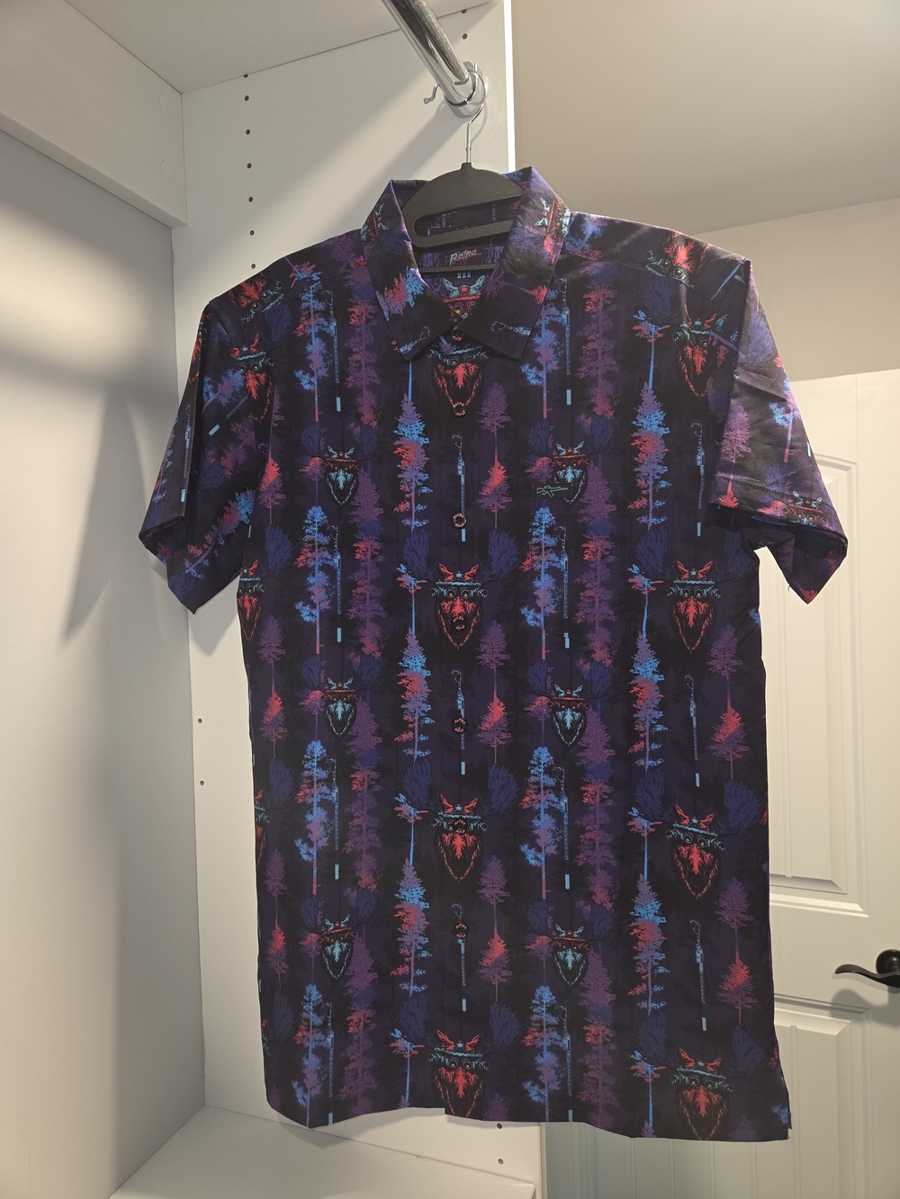 Men's Short-Sleeve Button-Down Shirt - Purple Multi